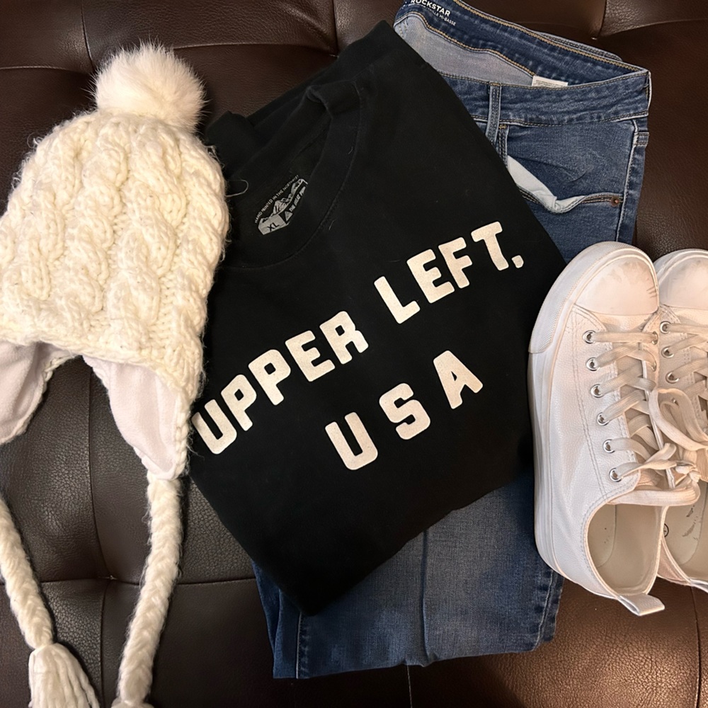PNW “Upper Left, USA” black sweatshirt.